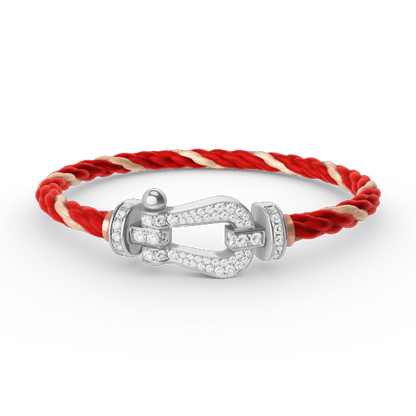 [Zalyn]FORCE LARGE HORSESHOE FULL DIAMOND BRACELET - WHITE GOLD