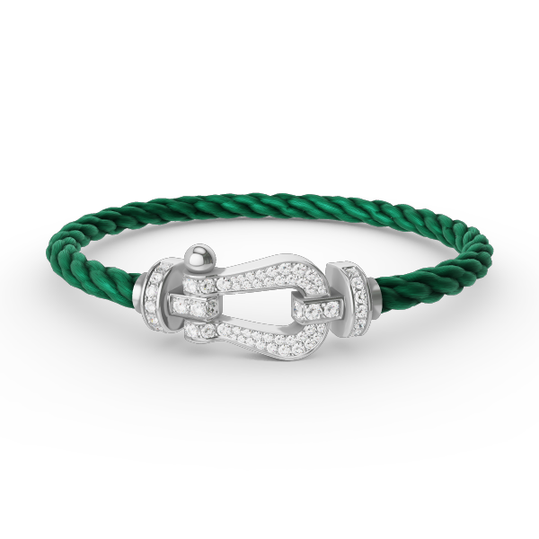 [Zalyn]FORCE LARGE HORSESHOE FULL DIAMOND BRACELET - WHITE GOLD