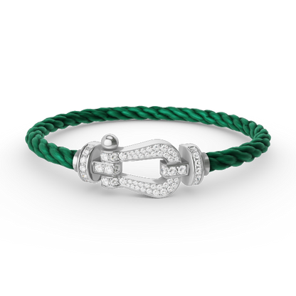 [Zalyn]FORCE LARGE HORSESHOE FULL DIAMOND BRACELET - WHITE GOLD