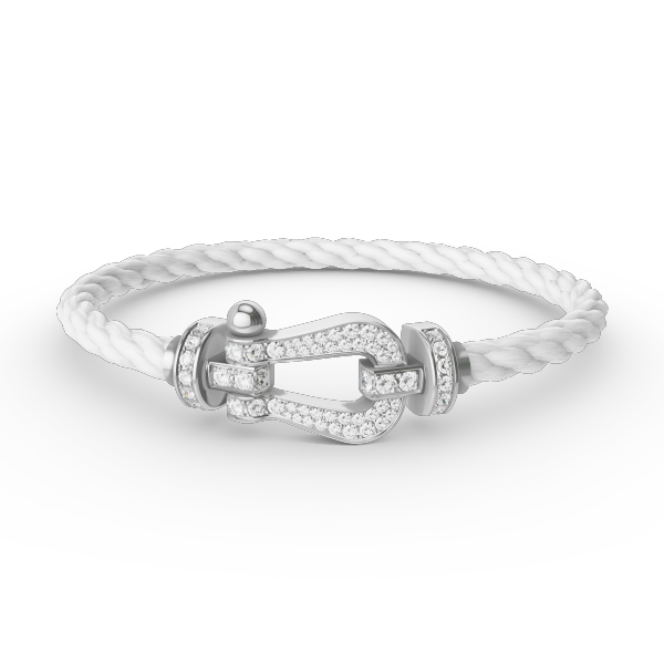 [Zalyn]FORCE LARGE HORSESHOE FULL DIAMOND BRACELET - WHITE GOLD