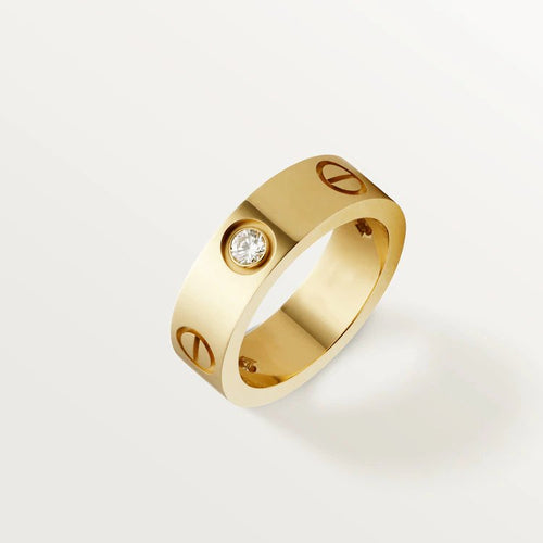 [Zalyn Jewelry ]LOVE RING 5.5MM 3 DIAMONDS PINK GOLD