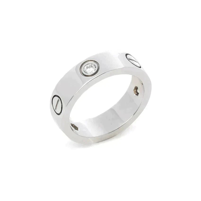 [Zalyn Jewelry ]LOVE RING 5.5MM 3 DIAMONDS SILVER