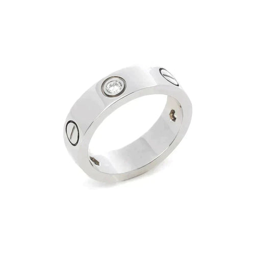 [Zalyn Jewelry ]LOVE RING 5.5MM 3 DIAMONDS SILVER