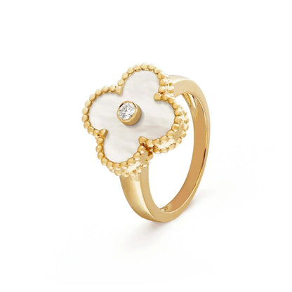 [Zalyn Jewelry ]CLOVER PINK MOP RING GOLD DIAMOND