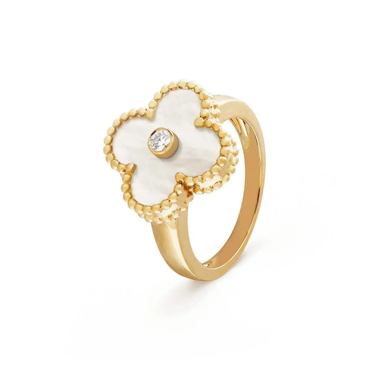 [Zalyn Jewelry ]CLOVER PINK MOP RING GOLD DIAMOND