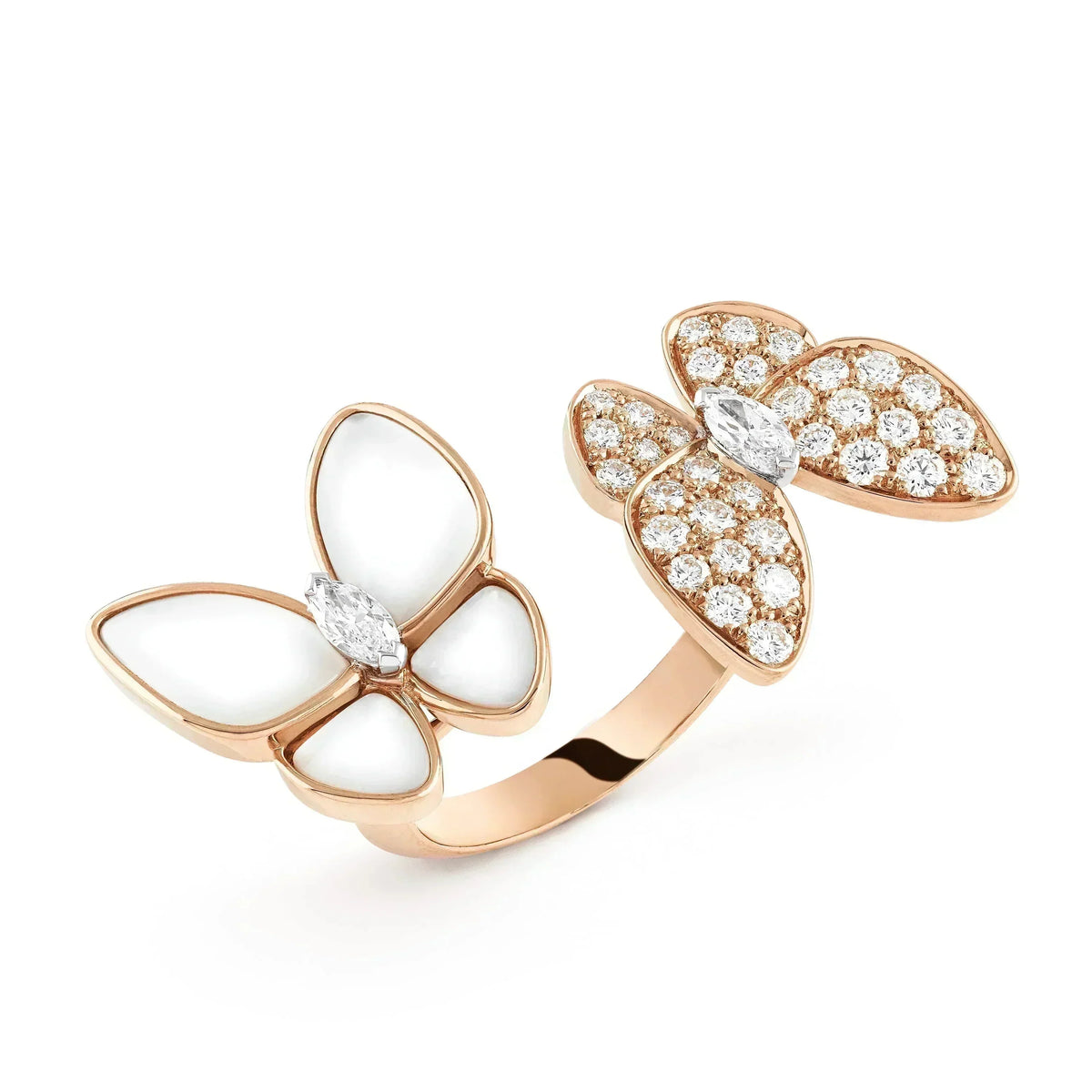 [Zalyn Jewelry ]TWIN BUTTERFLY DIAMOND MOP RING